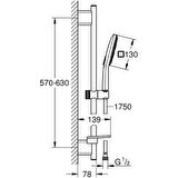 Grohe Rainshower Smartactive 130 Cube Sürgülü Duş Seti 3 Akışlı