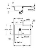 Grohe K400 Kuvars Kompozit Eviye 50 -C 78/50, Granit Gri Rengi - 31639AT0