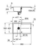 Grohe K400 Kuvars Kompozit Eviye 50 -C 86/50, Granit Siyah Rengi - 31640AP0