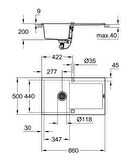 Grohe K500 Kuvars Kompozit Eviye 50 -C 86/50, Granit Gri Rengi - 31644At0