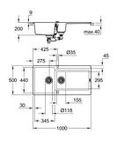Grohe K500 Kuvars Kompozit Eviye 60 -C 100/50, Granit Gri Rengi - 31646AT0
