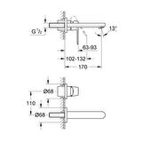 Grohe Eurocosmo İki Delikli Duvardan Lavabo Bataryası - 19381000
