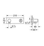 Grohe Grohtherm F Duvar Üstü Duş Askısı Ve Duş Çıkış Dirseği Seti - 27621000