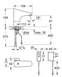 Grohe Fotoselli Lavabo Bataryası Elektrikli çift sugiriş 36015001