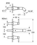 Grohe Grandera 3 Delikli Duvardan Lavabo Bataryası - 20414IG0