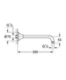 Grohe Tepe Duşu Dirseği 285 mm Grandera Krom/Altın - 27986IG0