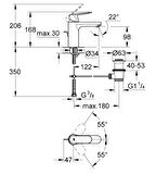 Grohe Lavabo Bataryası Eurosmart Cosm M-Boyut Krom - 23325000