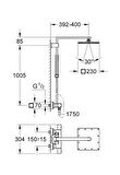Grohe Euphoria Cube Sistem 230 Duvara Monte Termostatik Duş Bataryalı Duş Sistemi - 26087000
