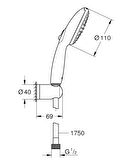 GROHE 27950001 Vitalio Start 110 II el duşu seti WS duvar montaj seti 2 sprey 