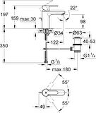 GROHE TEK KUMANDALI ORTA YÜKSEK LAVABO BATARYASI M-BOYUT 23454000