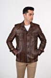 Deri Effect Erkek Kahverengi Klasik Hakiki Deri Ceket