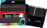 Faber Castell 116450 - Renkli Kalemler Blackwood, Black Edition, 50'li Kılıf, Yumuşak Çizgili, Parlak Renkler, Siyah Ahşap