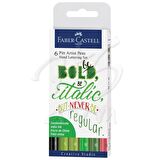 Faber Castell Pitt Artist Pen Kaligrafi Setleri 6lı Green Set