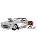 Looney Tunes Bugs Bunny ve 1957 Chevrolet Corvette 1:24 Die Cast Araç ve Figür 32390