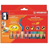 Stabilo Woody Boya Kalemi 3 İn 1 10 Renk + 1 Kalemtraş Karton Kutu