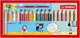 Stabilo Woody 18'li Renkli Boya Kalemi, 3'ü 1 Arada, 12 standart ve 6 pastel renk