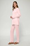 LORIAN'S Pudra  Hamile ve Lohusa Pijama Takımı 3'lü Set