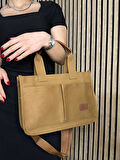 Günlük Kadın Omuz Çantası Kanvas The Tote Bag Orta Boy Çapraz Ayarlanabilir Askılı Yumuşak Sade 4007