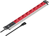 Brennenstuhl Alu-Line Serisi 19" Server Kasası Uyumlu Uzatma Kablosu 8 Soketli 2 Metre 10 Amper Devre Kesicili Dişi Priz