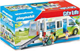 Playmobil City Life 71329 Okul Otobüsü, Sürgülü Kapılı Büyük Okul Otobüsü, Tekerlekli Sandalye İçin Katlanabilir Rampa ve 5 Figür İçin Yer, 4 Yaşından Büyük Çocuklar İçin Oyuncak