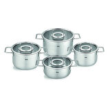 Fissler Pure Collection 8 Parça Cam Kapak Çelik Tencere Seti 