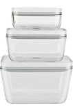 ZWILLING FRESH & SAVE VAKUMLU SAKLAMA KABI SETİ, S/M/L / 3-PARÇA, BOROSİLİKAT CAM, GRİ