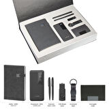 VIP Hediyelik Set - Powerbank, Defter, Kalem, USB Bellek, Anahtar ve Kartvizitlik - (6’lı Kurum Set)