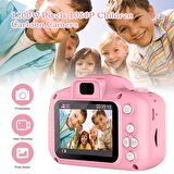 QASUL Çocuk Pembe Mini Hd 1080p Dijital Fotoğraf Makinesi 5 Oyunlu Cmr9