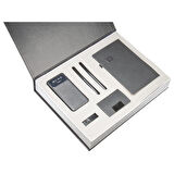 VIP Hediyelik Set - Powerbank, Defter, Kalem, USB Bellek ve Kartvizitlik - (5’li Kurumsal Seti)
