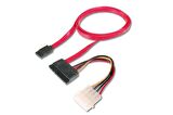 Digitus AK-400112-005-R 0.50 Mt SATA to SATA 22 Pin Dişi Güç Erkek AWG28 Zırhlı SATA Kablosu