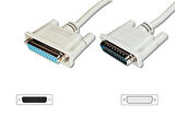 Digitus AK-610201-030-E 3 Mt D-SUB 25 to D-SUB 25 Erkek-Dişi AWG28 CU Zırhlı Bej Kablo