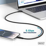 USB silikon bağlantı kablosu, USB-C - USB-C 2m, USB 3.2 Gen1, 5G, 4K, 100W, siyah