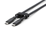 USB silikon bağlantı kablosu, USB-C - USB-C 2m, USB 3.2 Gen1, 5G, 4K, 100W, siyah