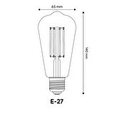 Cata CT-4313 - 6W Amber | Dimmerli LED Filament Rustik Ampul - E27