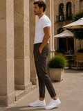 Erkek Premium Poliamid Kumaş Comfor-Fit Jogger Kahverengi Pantolon - 252DNGR