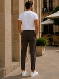 Erkek Premium Poliamid Kumaş Comfor-Fit Jogger Kahverengi Pantolon - 252DNGR
