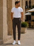 Erkek Premium Poliamid Kumaş Comfor-Fit Jogger Kahverengi Pantolon - 252DNGR