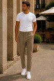 Erkek Premium Poliamid Kumaş Comfort Fit Jogger Bej Pantolon - 252DNGR