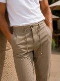Erkek Premium Poliamid Kumaş Comfort Fit Jogger Bej Pantolon - 252DNGR
