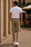 Erkek Premium Poliamid Kumaş Comfort Fit Jogger Bej Pantolon - 252DNGR
