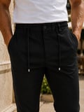 Erkek Premium Poliamid Kumaş Comfort Fit Jogger Siyah Pantolon - 252DNGR