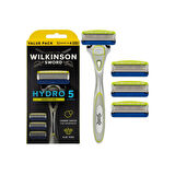 Wilkinson Sword Hydro 5 Sensitive Aloe Veralı Tıraş Bıçağı Sapı + 4 Yedek Kartuş