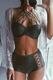 Angelsin Haki Yeşil Yüksek Bel Bikini Takım
