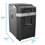 HP Pro Shredder Auto 200MC, Otomatik Beslemeli 200 sayfa Evrak İmha Makinesi-P5-Mikro kesim-2x12mm-32,2lt