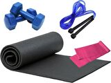 Tosima Pilates Minderi Pilates Lastiği 1 kg Plastik Dambıl Atlama Ipi Pilates Seti 4 Parça