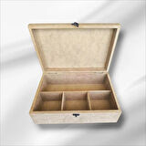 Ham Ahşap-boyanabilir-4 Bölmeli-klipsli-takı-makyaj-aksesuar-dekoratif Çok Amaçlı Organizer Kutu