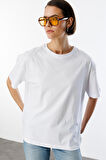 Kadın %100 Organik Pamuklu Kalın Dokulu Oversize Fit Yuvarlak Yakalı T-shirt KADIN-OVERSIZE-t-shirt