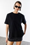 Kadın %100 Organik Pamuklu Kalın Dokulu Oversize Fit Yuvarlak Yakalı T-shirt KADIN-OVERSIZE-T-SHIRT