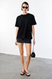Kadın %100 Organik Pamuklu Kalın Dokulu Oversize Fit Yuvarlak Yakalı T-shirt KADIN-OVERSIZE-T-SHIRT