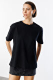 Kadın %100 Organik Pamuklu Kalın Dokulu Oversize Fit Yuvarlak Yakalı T-shirt KADIN-OVERSIZE-T-SHIRT